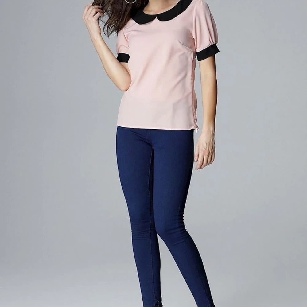 Short Sleeve Blouse with Collar