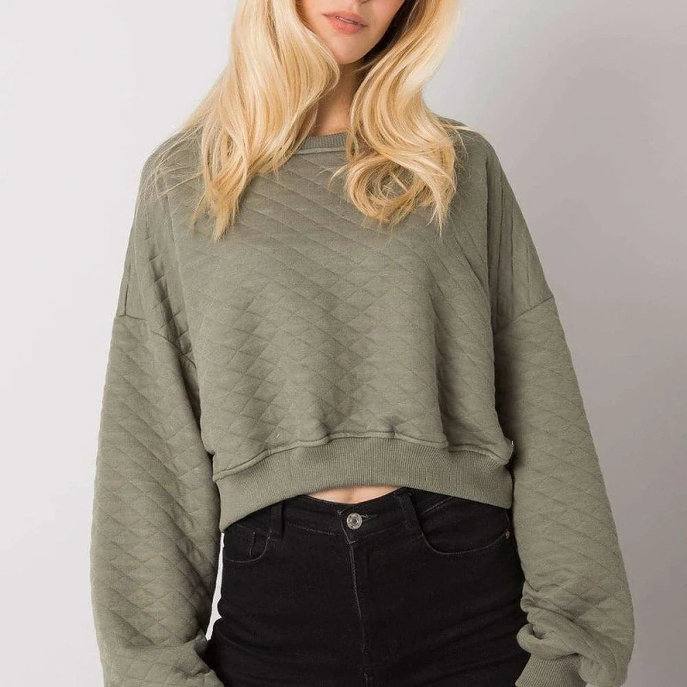 Quilted Sweatshirt with Ribbed Hem