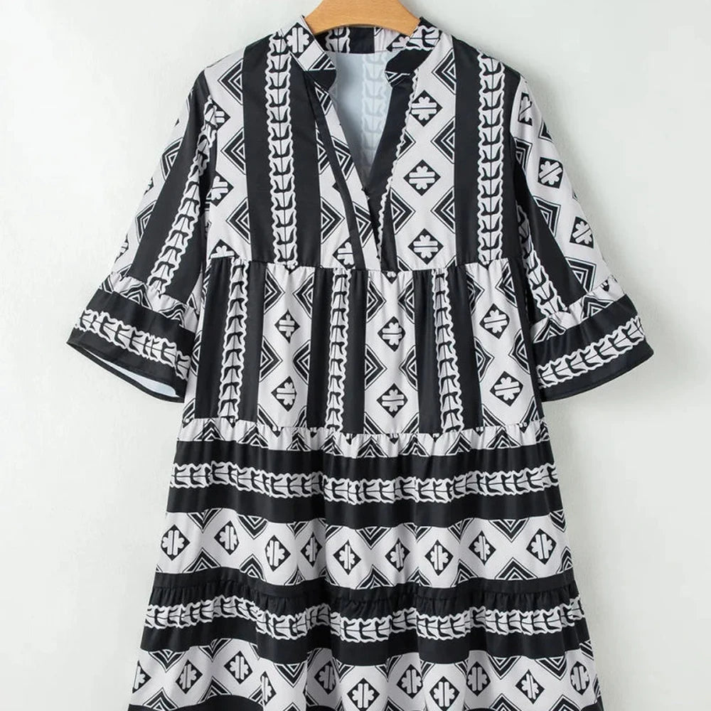 Black Tiered Half Sleeve Dress