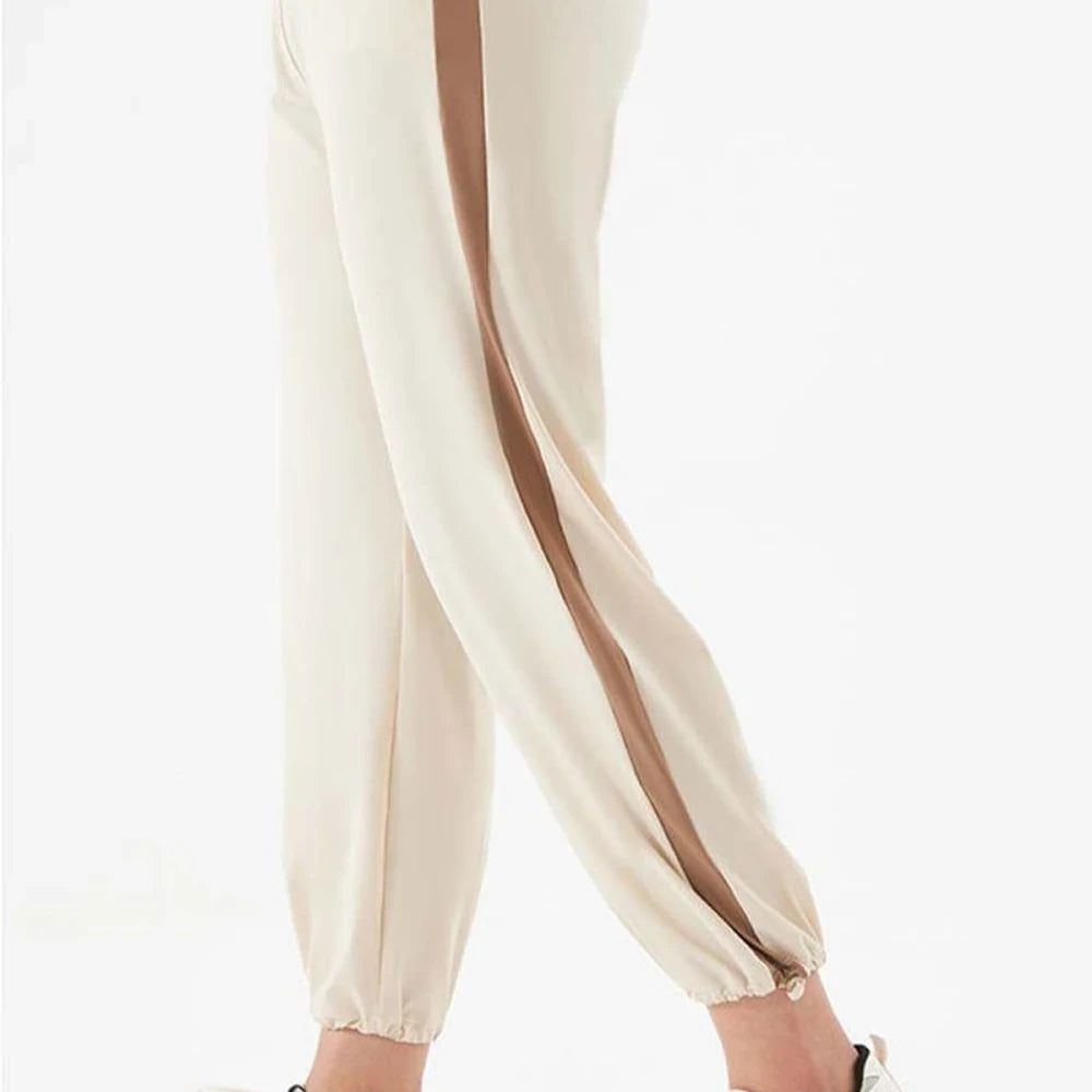 Solid Seam Detail Sporty Long Pants