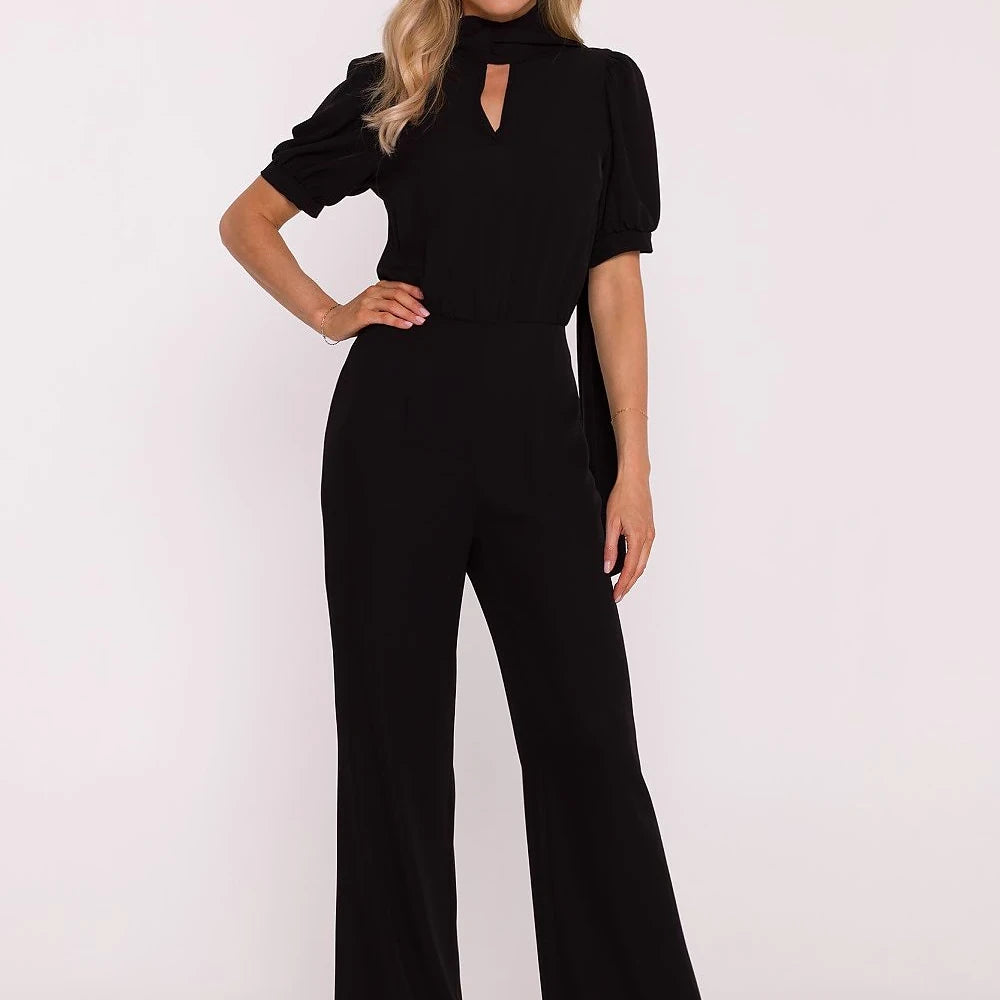 Women's Elegant Suit V-Neck Wide Leg Trousers