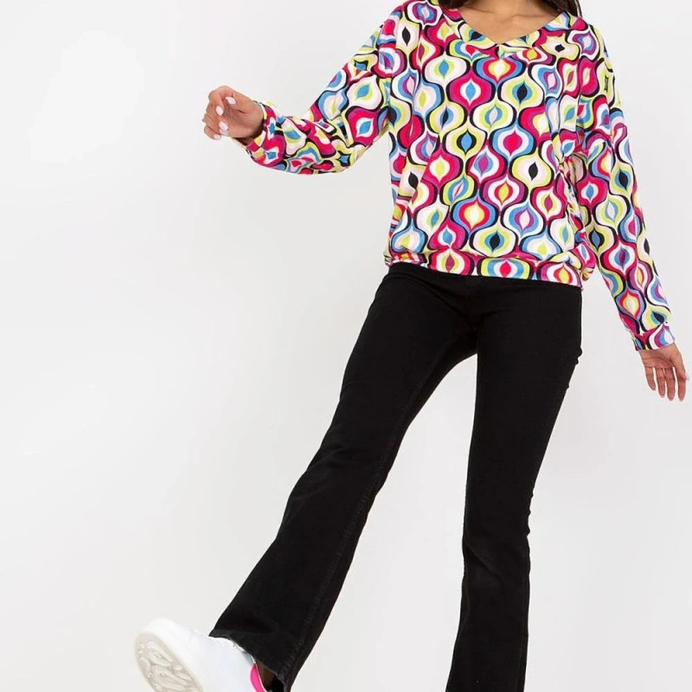 Women's Heart Neckline Patterned Sweatshirt