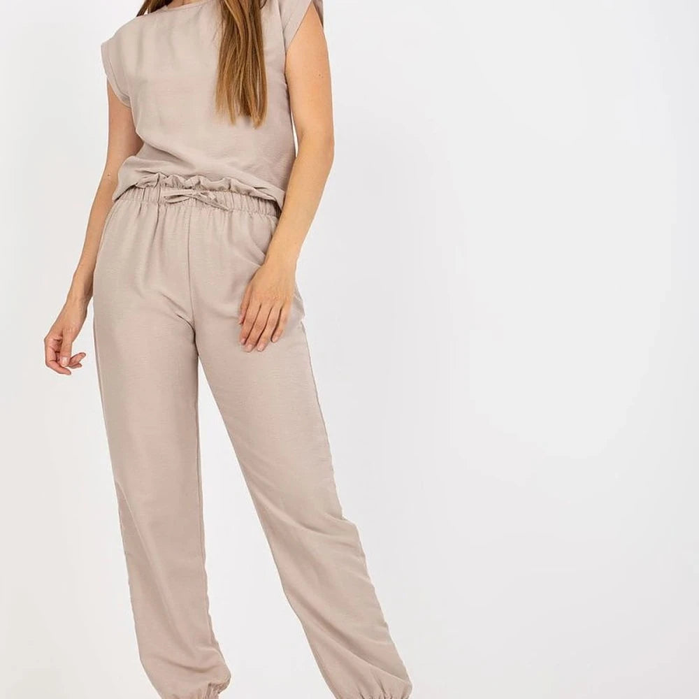 Cotton Blend Blouse & Pants Set