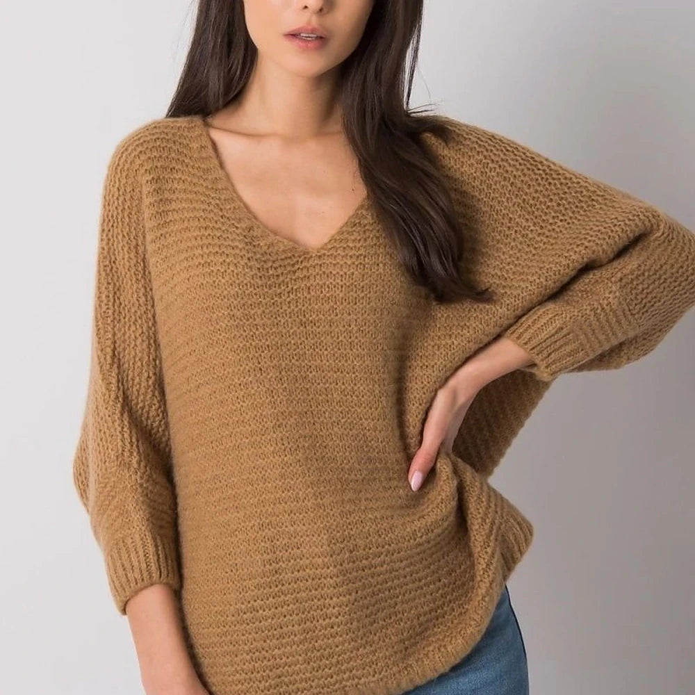 Oversized Marine Knit Sweater with Long Sleeves