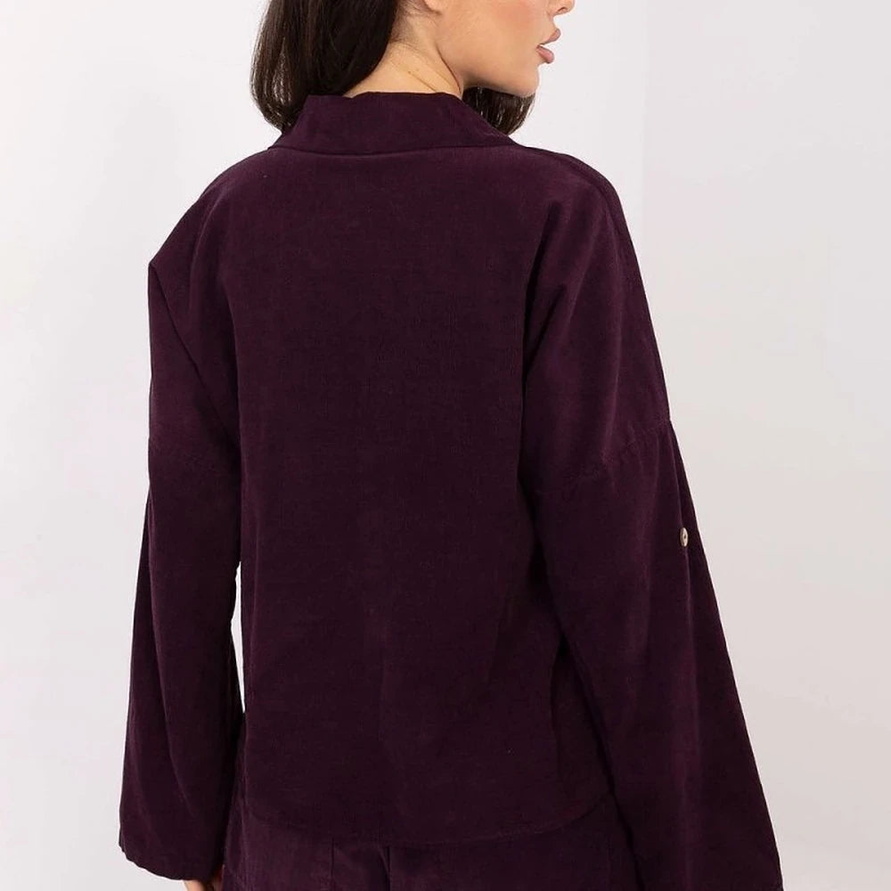 Corduroy Long Sleeve Shirt with Collar