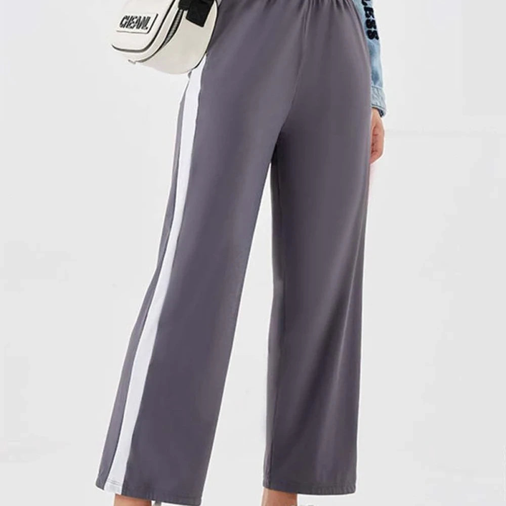 Solid Seam Detail Sporty Long Pants