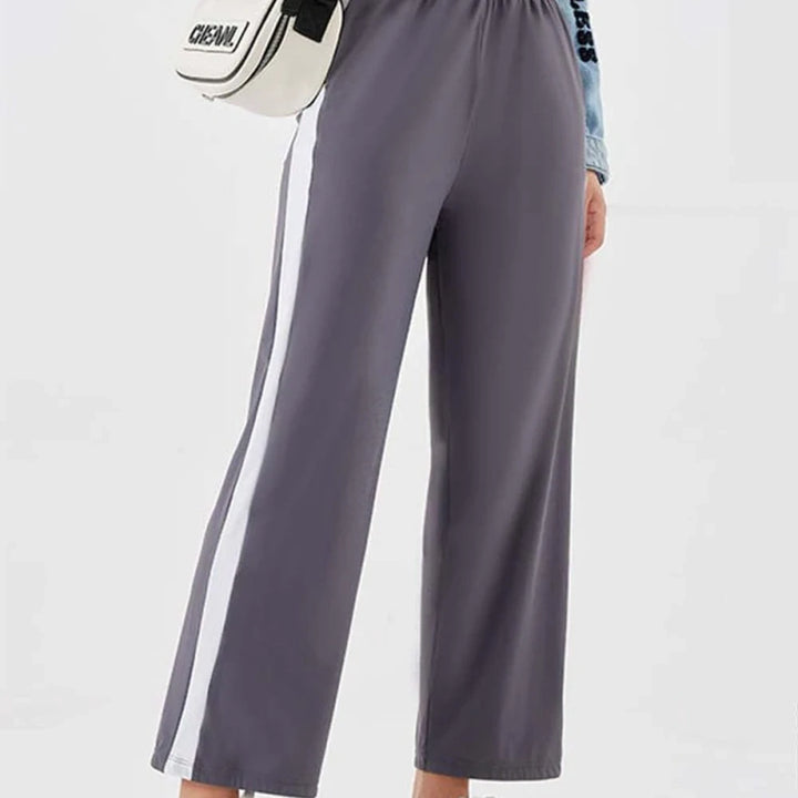 Solid Seam Detail Sporty Long Pants