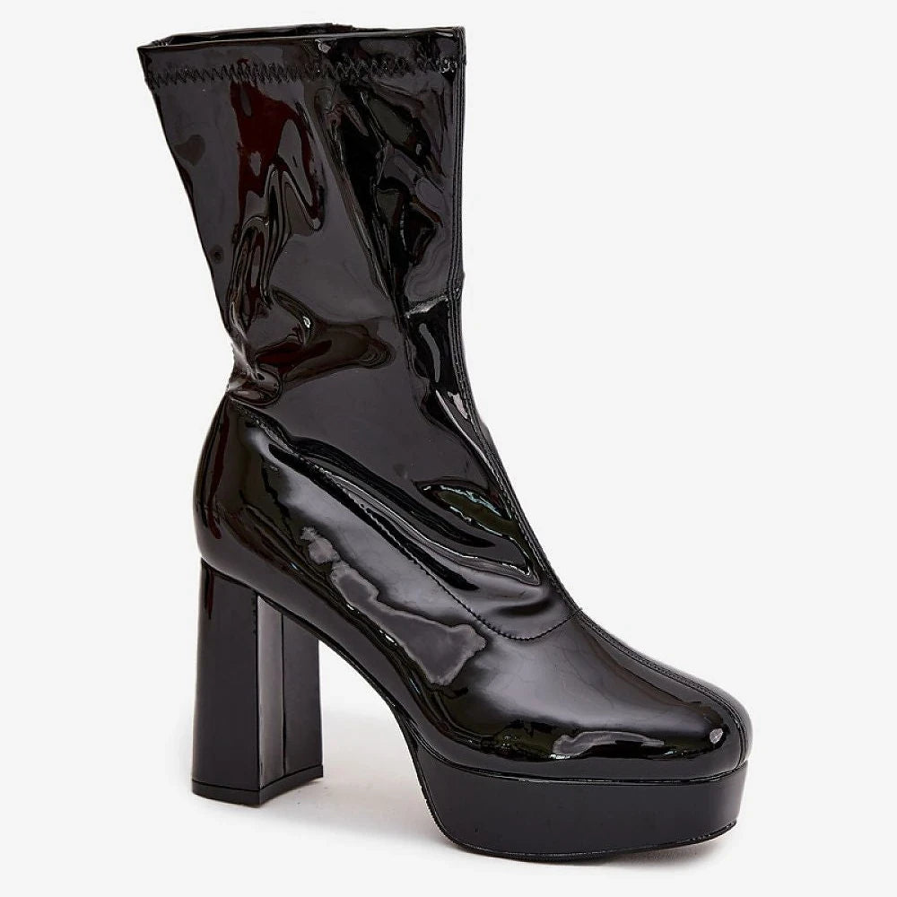 Women's Black Ankle Boots with Block Heel