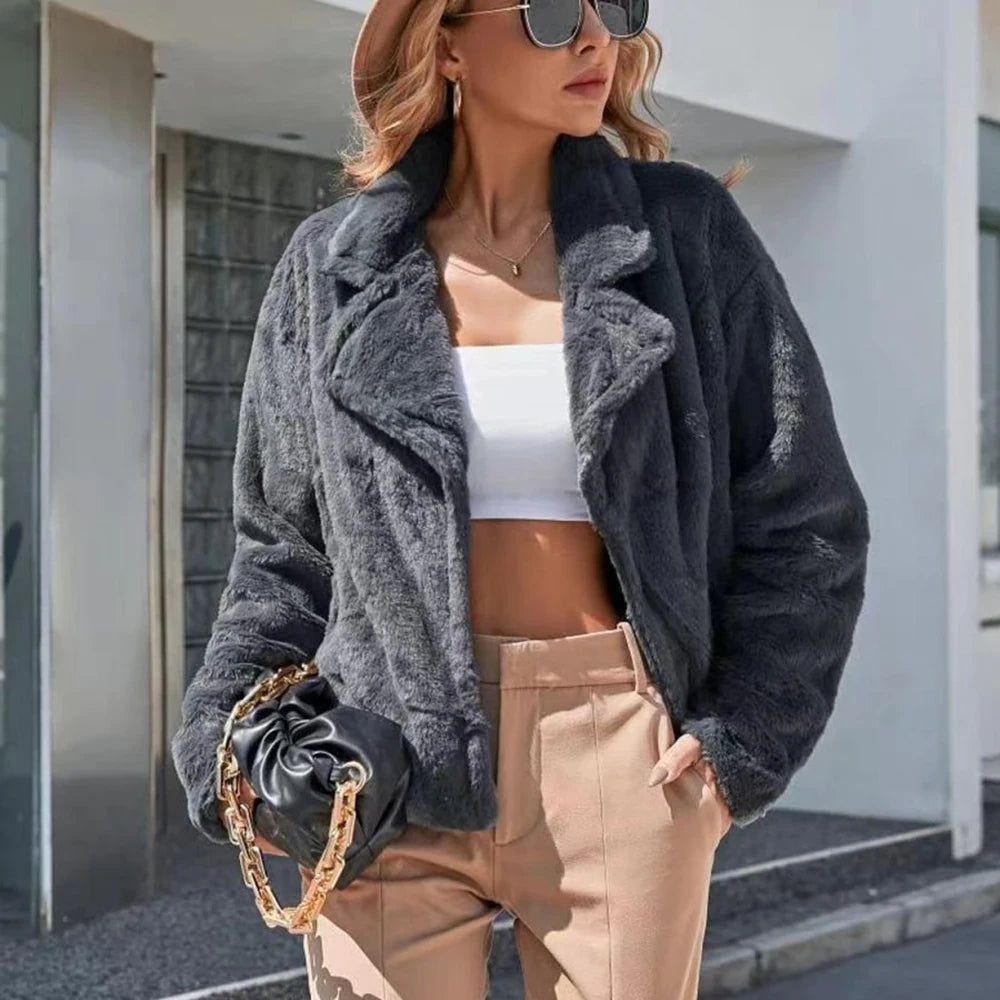 Women's Plush Open Shoulder Jacket