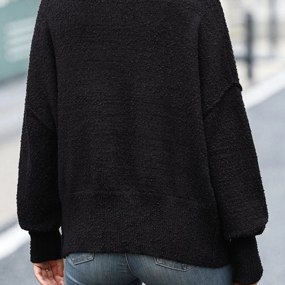 Button-Up V-Neck Cardigan with Dropped Shoulders