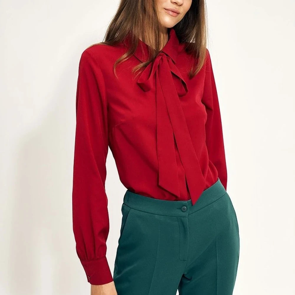 Women's Long Sleeve Bow Detail Shirt