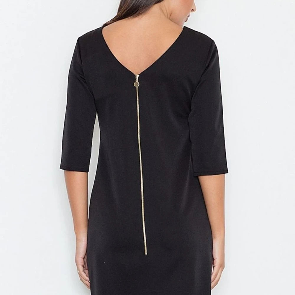 3/4 Sleeve Day Dress with Front Slit