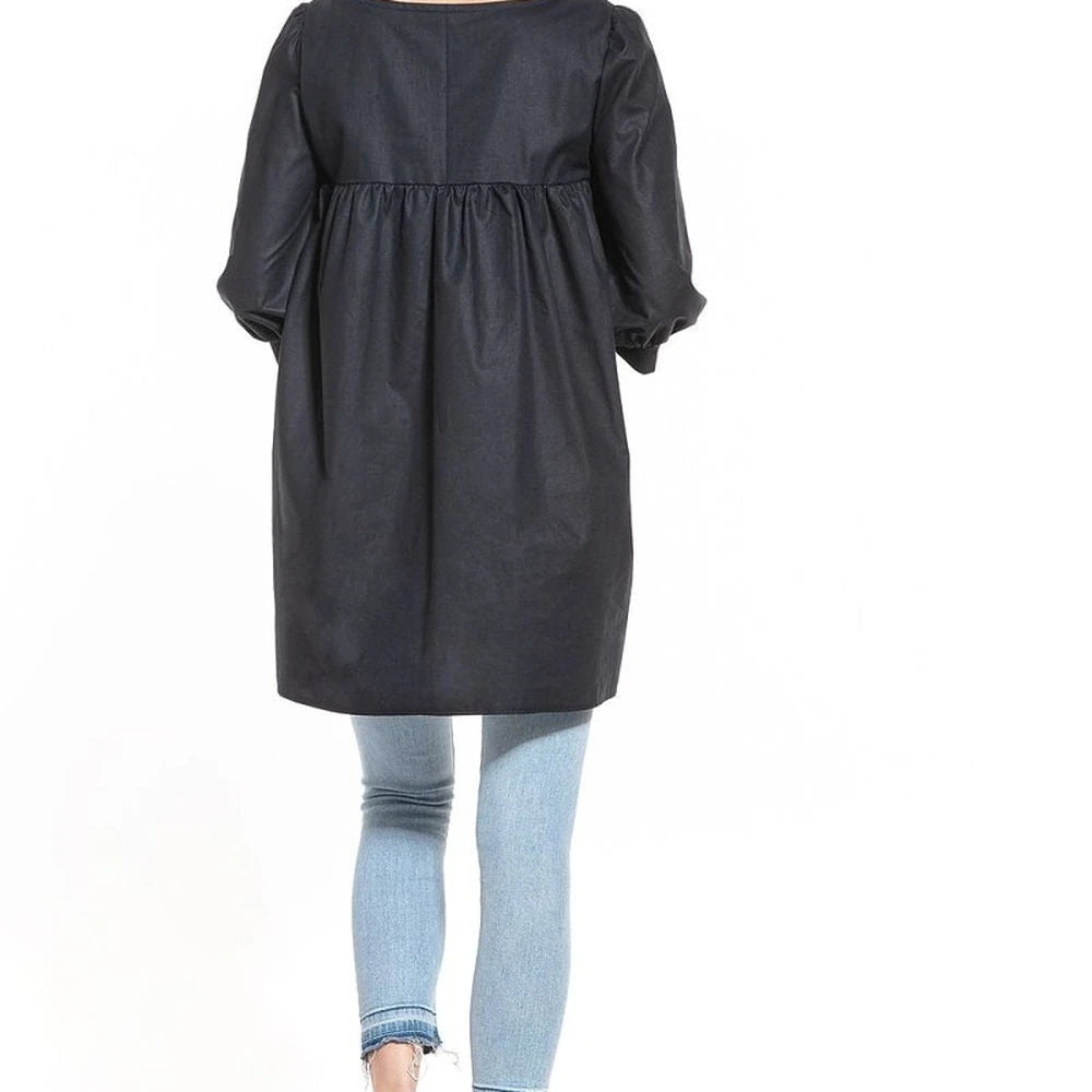 Pointed Neck Tunic Top - 100% Cotton