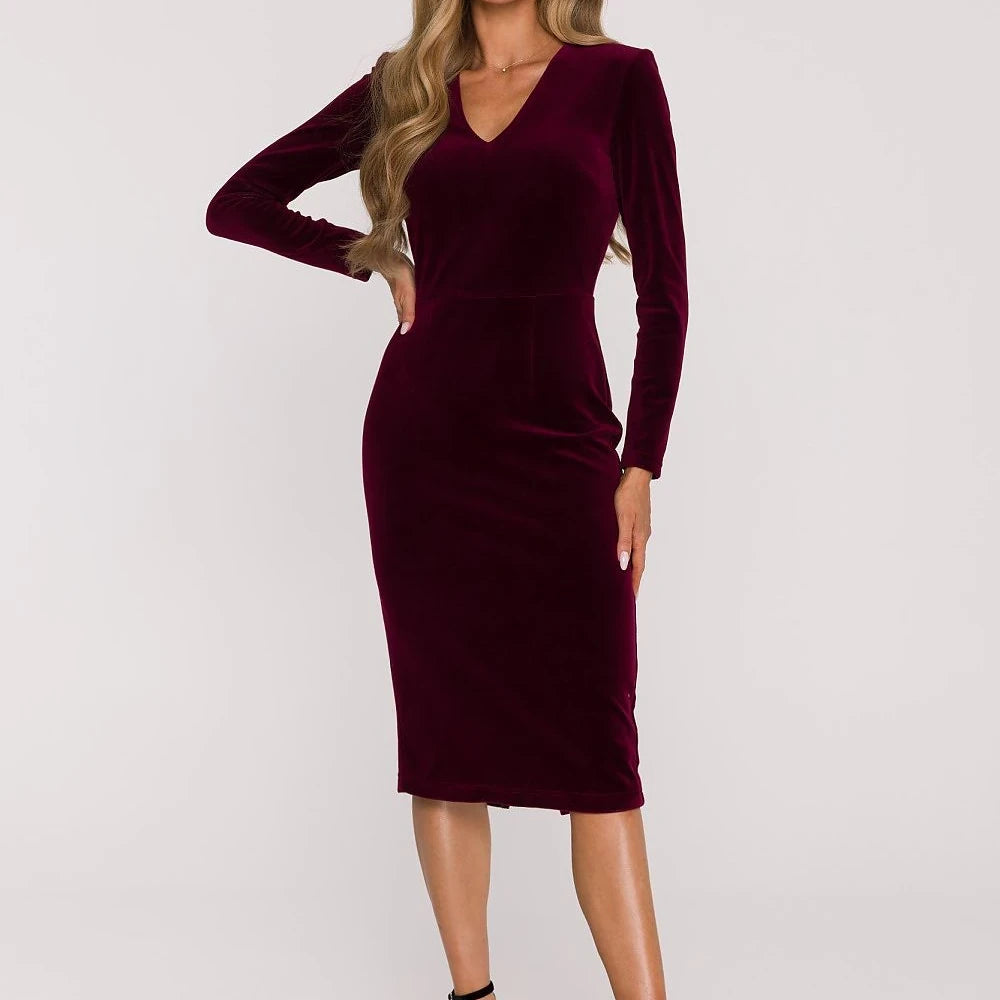 Velvet Sweetheart Neck Pencil Dress