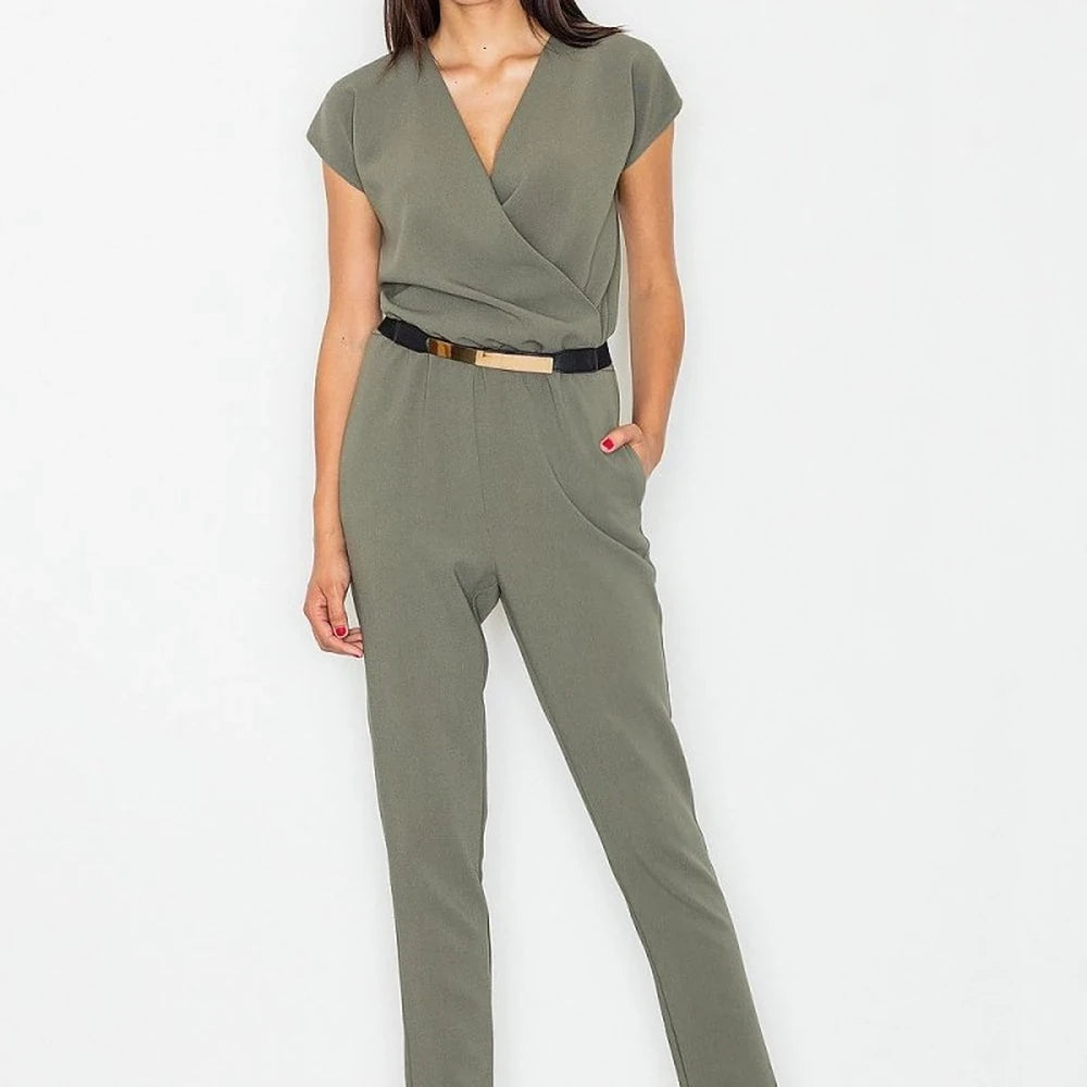 Stylish Women's Overalls with Belt and Pockets