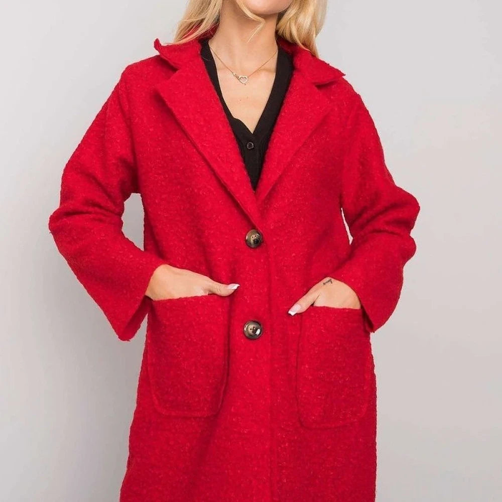 Women's Red Bouclé Coat