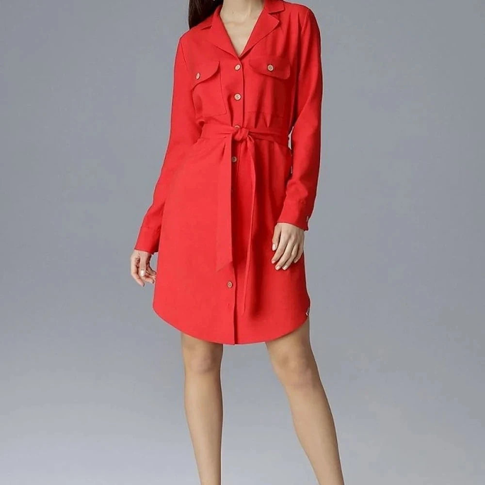 Shirt Dress with Tie Belt - Blue