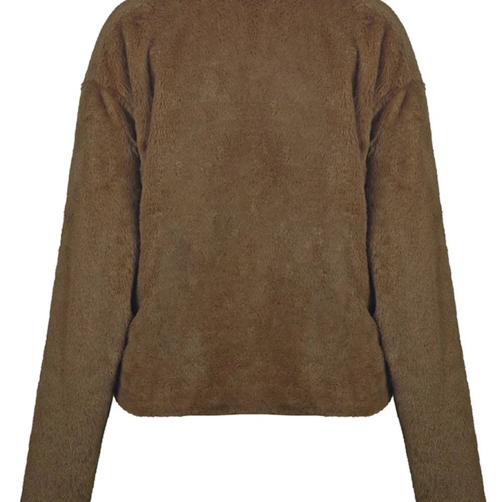 Women's Plush Open Shoulder Jacket