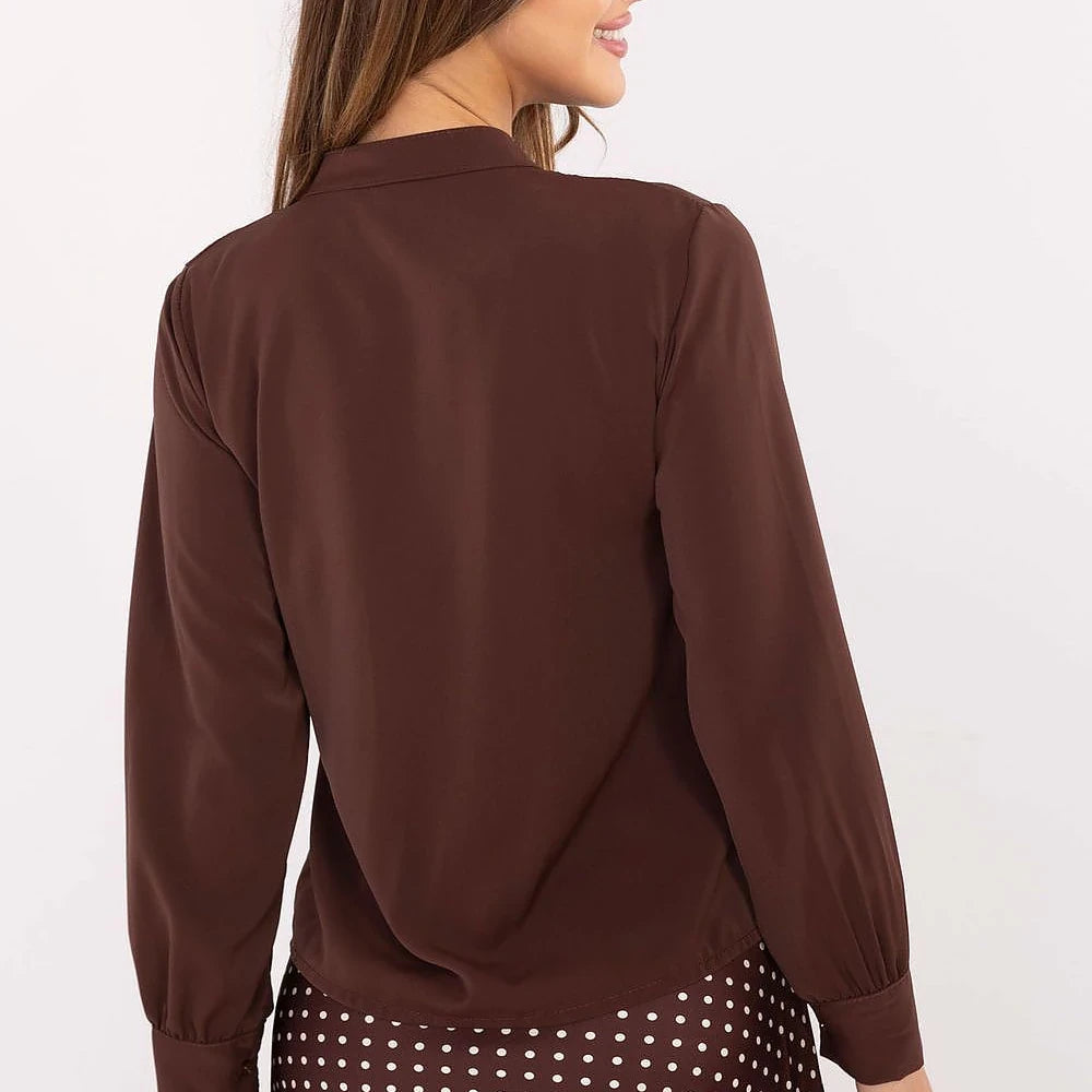 Women's Long Sleeve Shirt with Stand-Up Collar