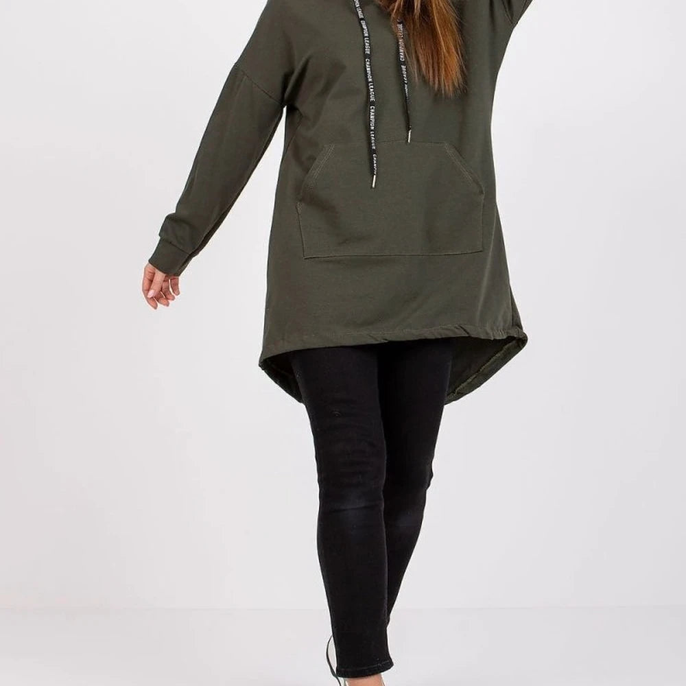 Extended Cut Hooded Sweatshirt with Kangaroo Pocket