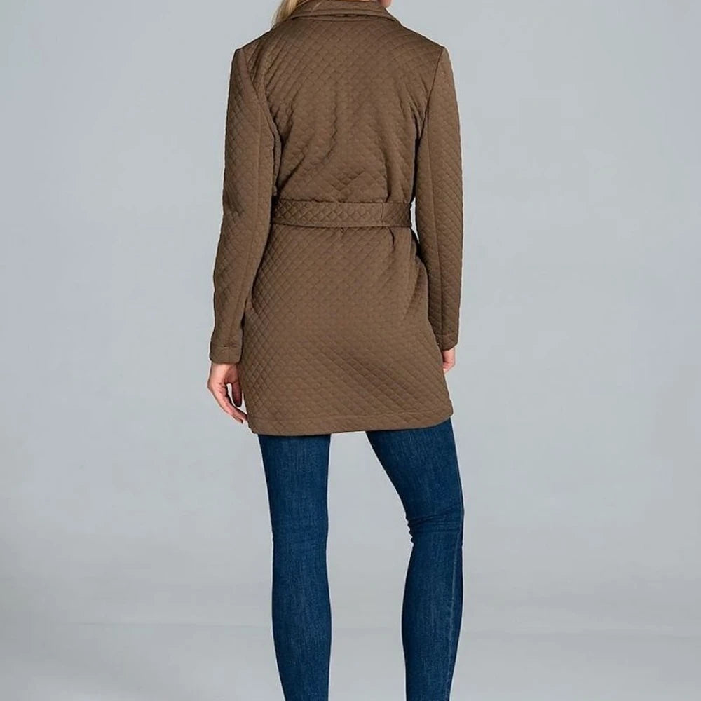 Quilted Belted Coat with Collar