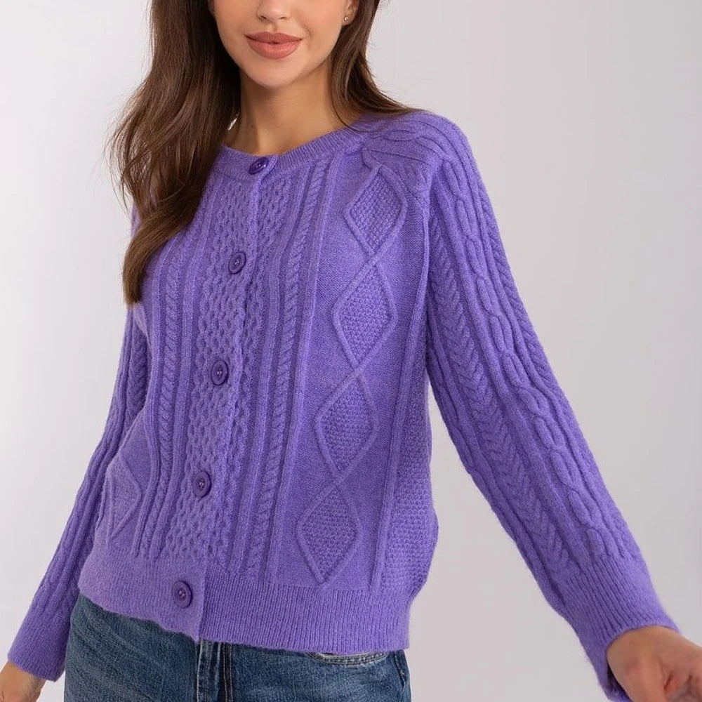 Variegated Texture Round Neck Cardigan
