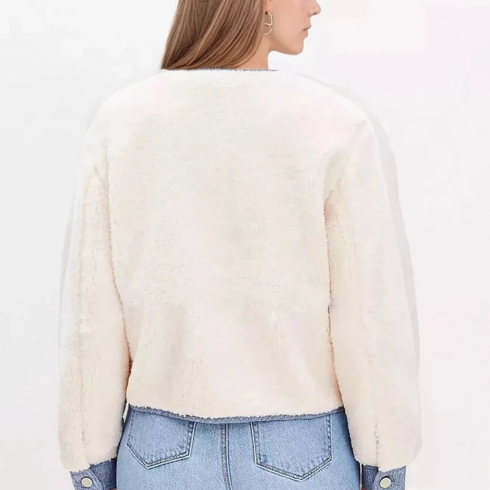 Contrast Trim Teddy Jacket