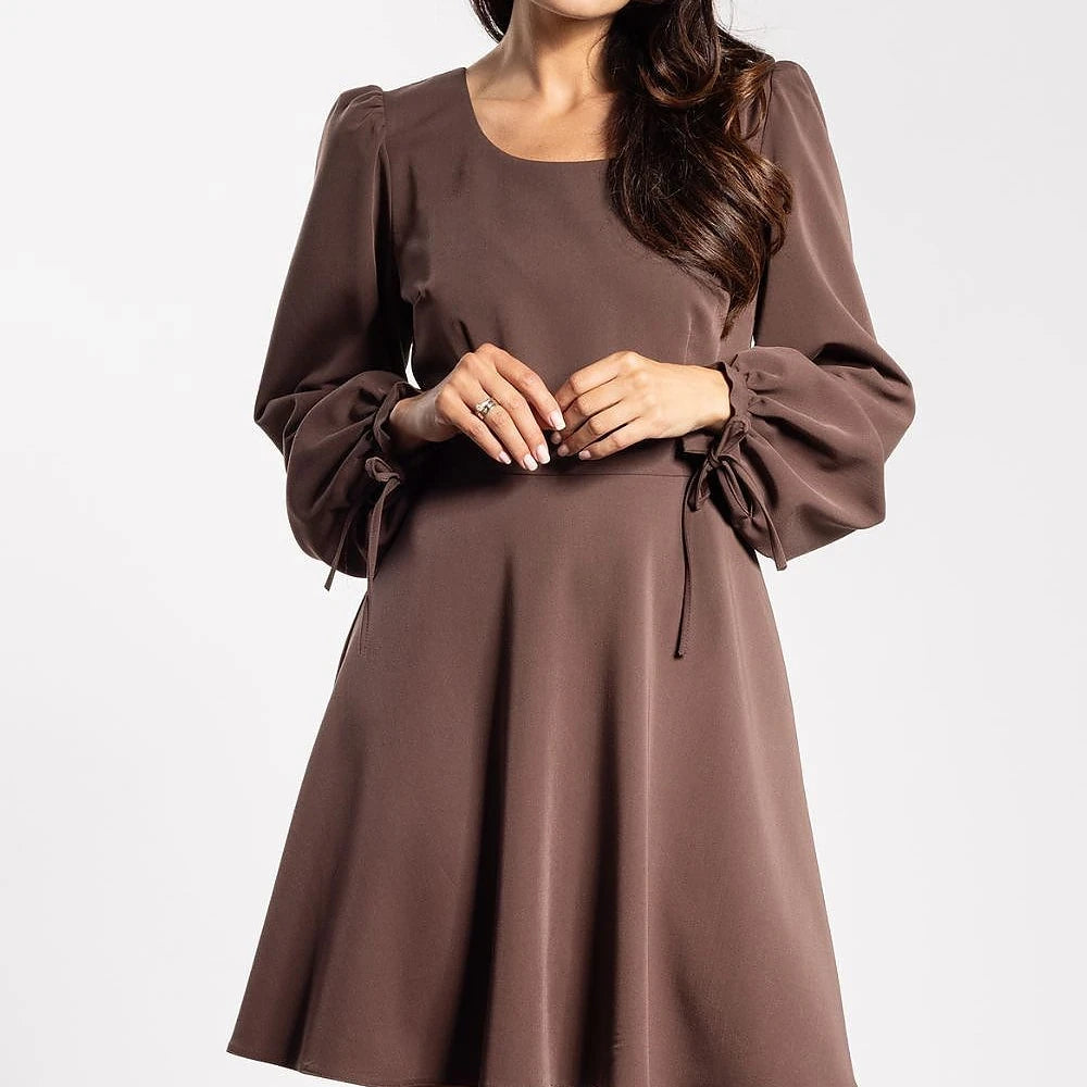 Flared Mini Dress with Puffy Sleeves