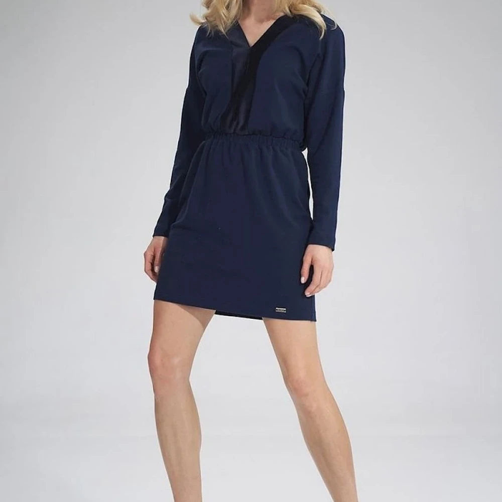 V-Neck Mini Dress with Velour Detail