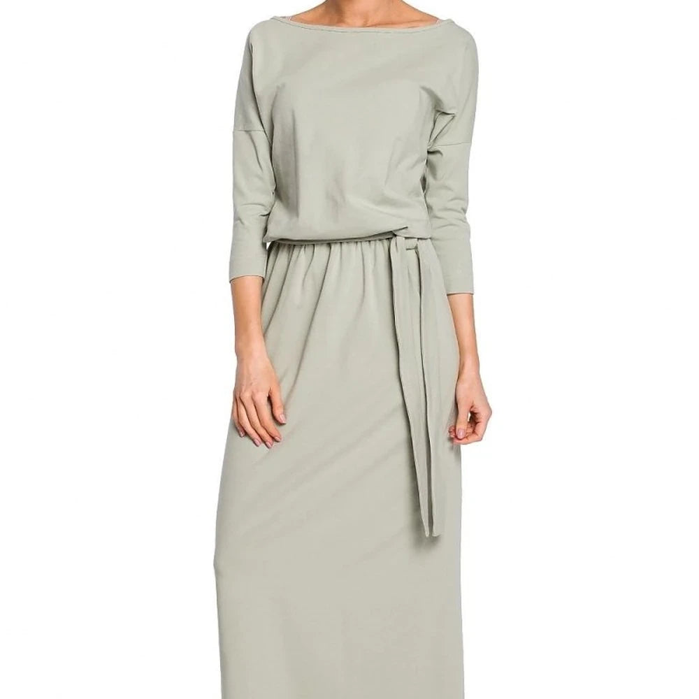 Cotton Maxi Dress with Belt