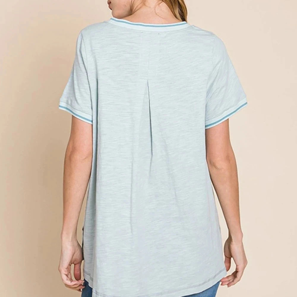 Cotton T-Shirt with Contrast Trim