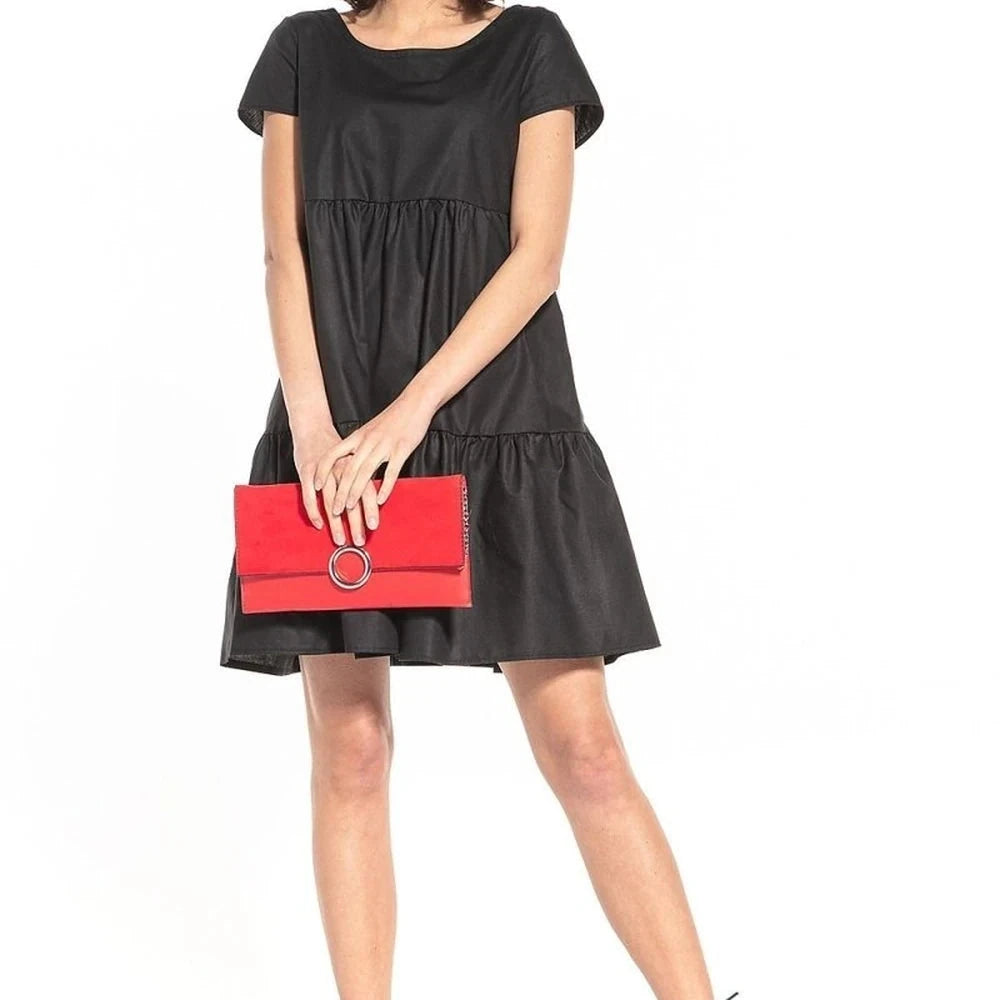 Boat Neck Short Sleeve Cotton Dress