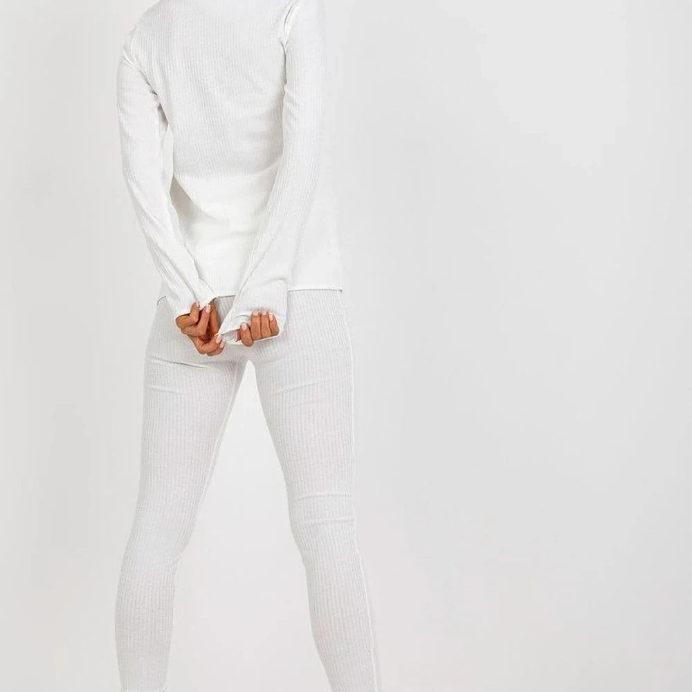 Ribbed Turtleneck Blouse with Long Sleeves
