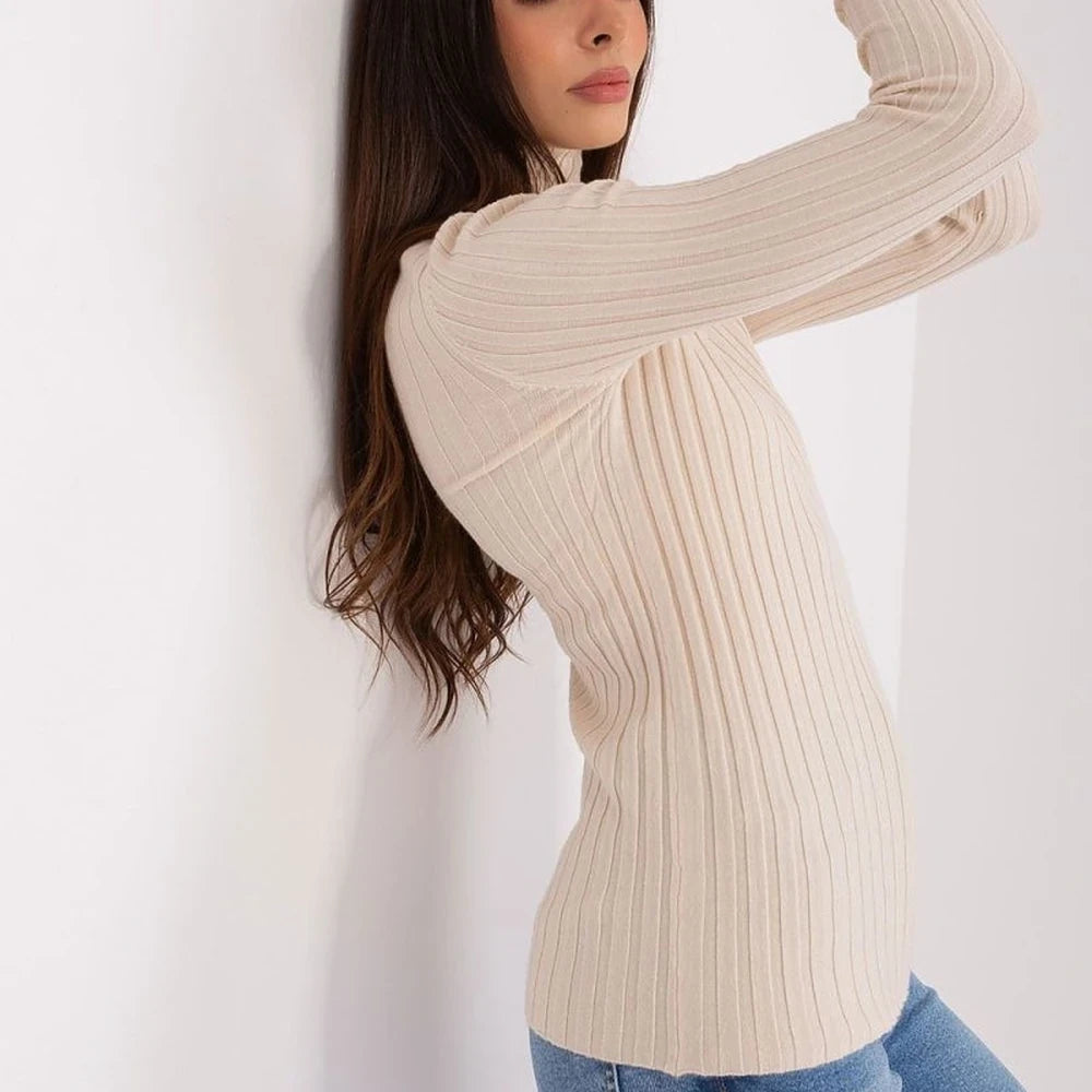 Ribbed Turtleneck Sweater with Soft Viscose
