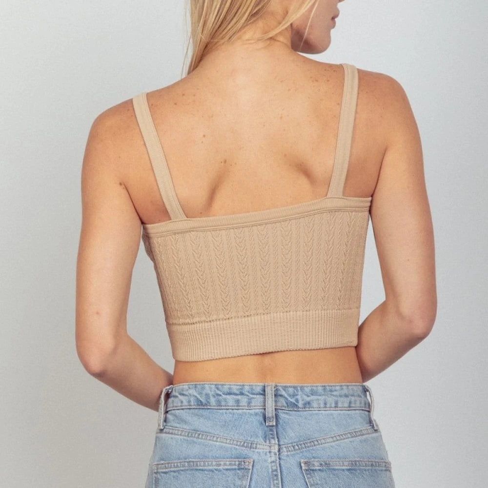 Cable Knit Seamless Cropped Cami Top