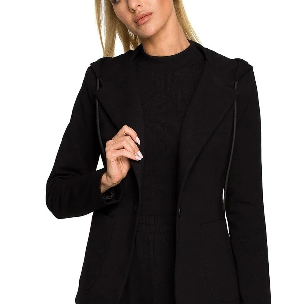 Knitted Jacket with Hood and Pockets