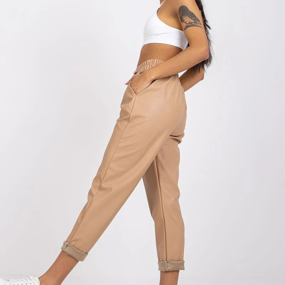 Women's 7/8 Length Faux Leather Trousers