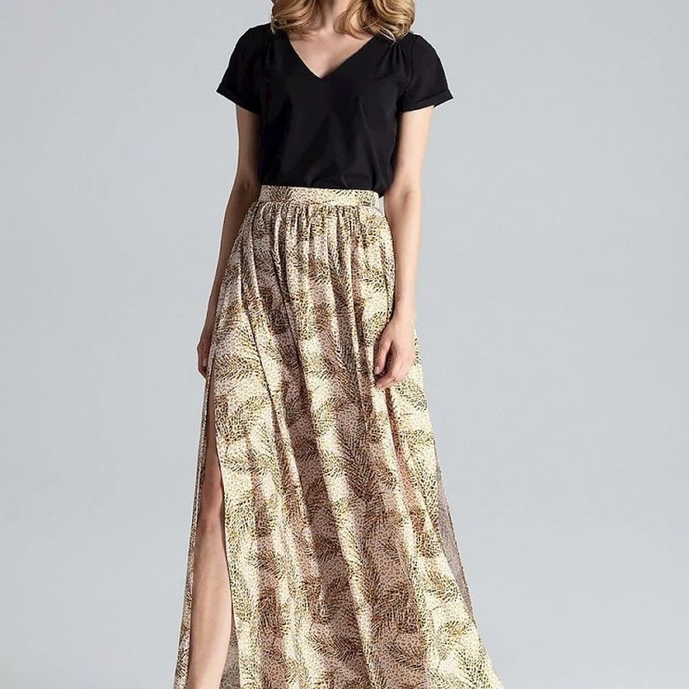 Women's Long Wide Skirt with Side Slits