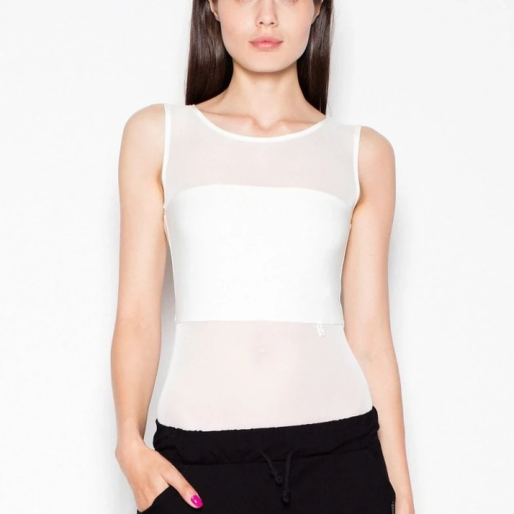 Women's Transparent Bodysuit - Beige/Black