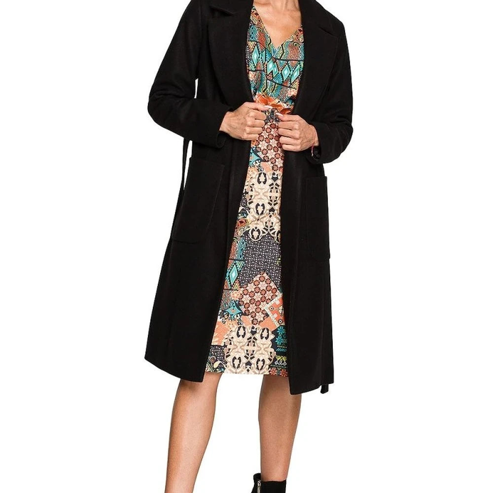 Fleece Lined Belted Coat with Pockets
