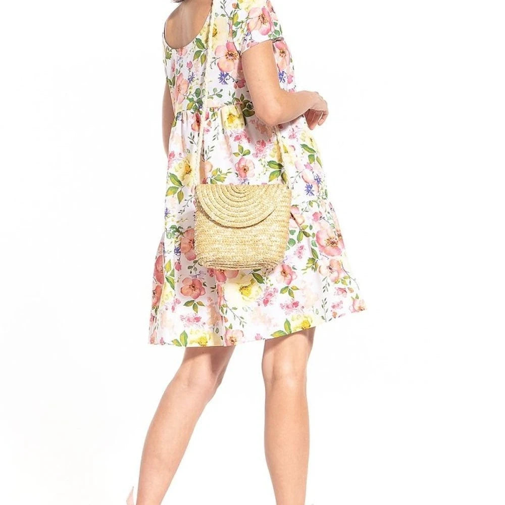 Floral Mini Dress with Boat Neck