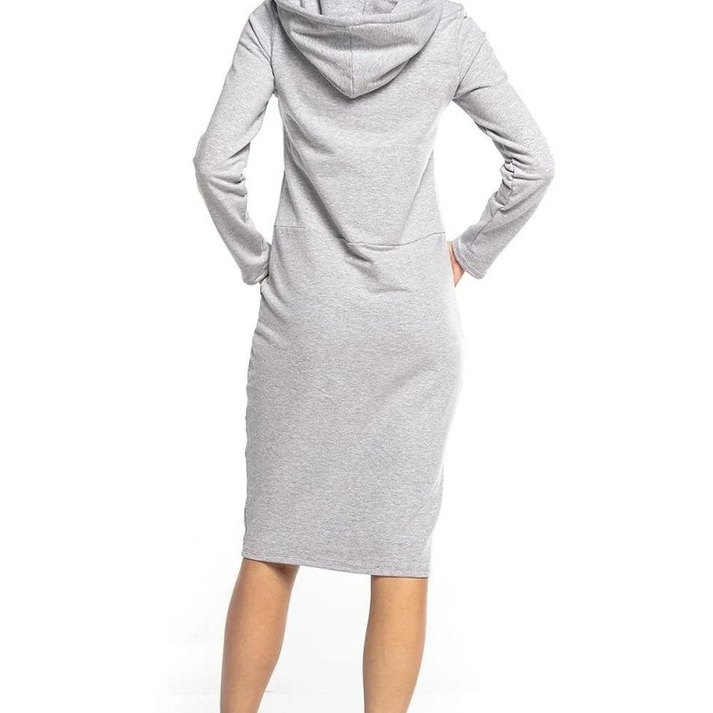 Cotton Blend Hooded Sweatshirt Dress