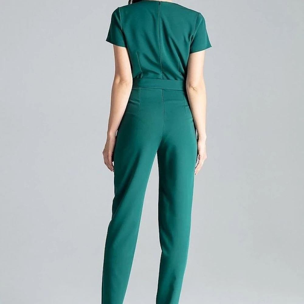 Short Sleeve Jumpsuit with Tie Waist