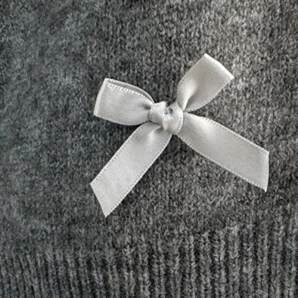 Bow Button Up Long Sleeve Cardigan