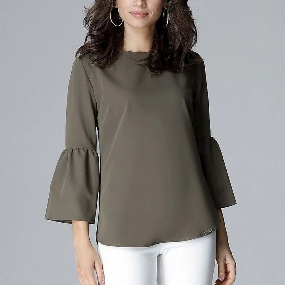 Frill Sleeve 3/4 Sleeve Women's Blouse