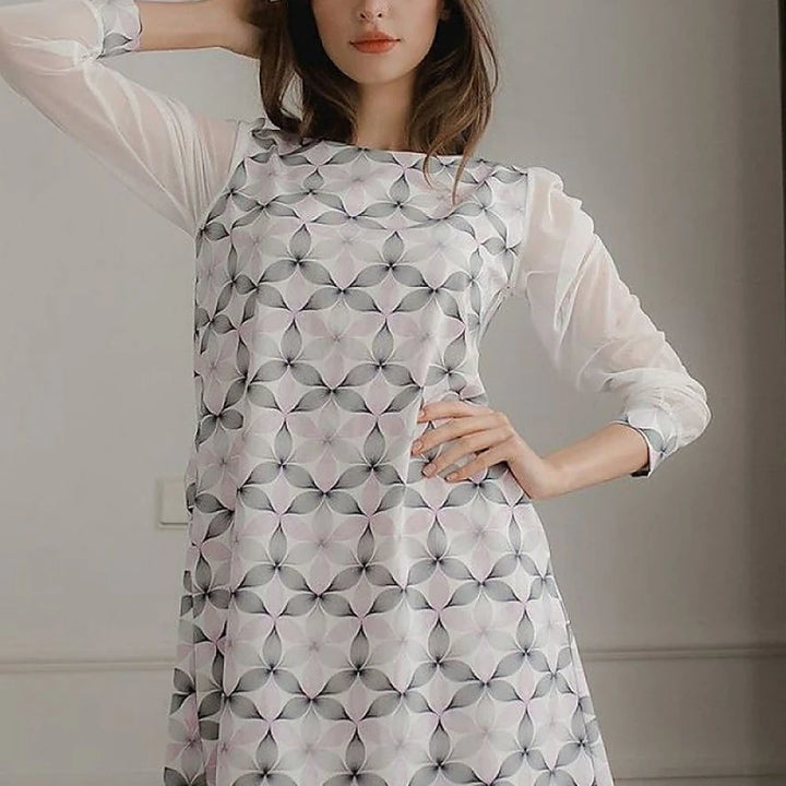 Black Midi Dress with Long Mesh Sleeves
