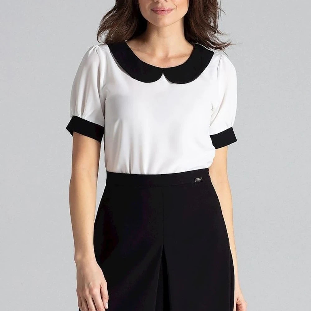 Short Sleeve Blouse with Collar