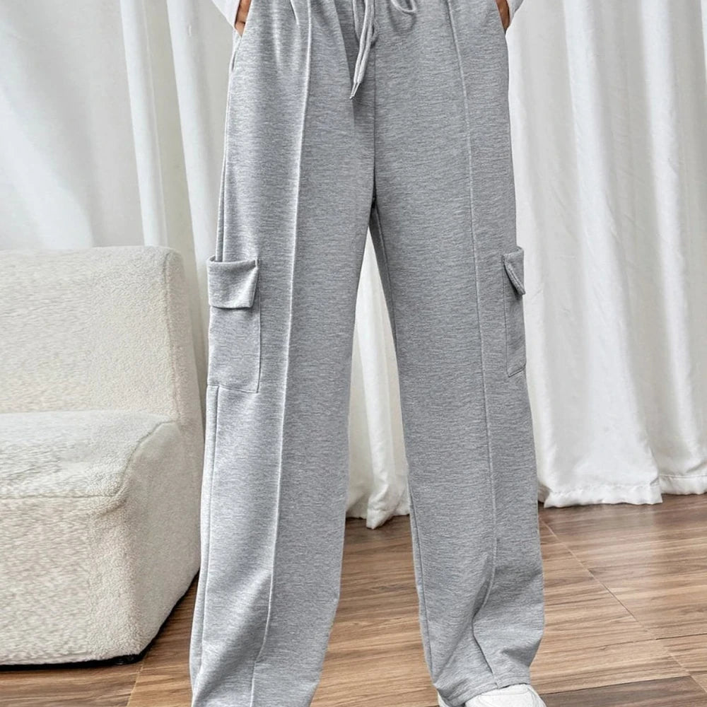 Perfee Drawstring Wide Leg Pants