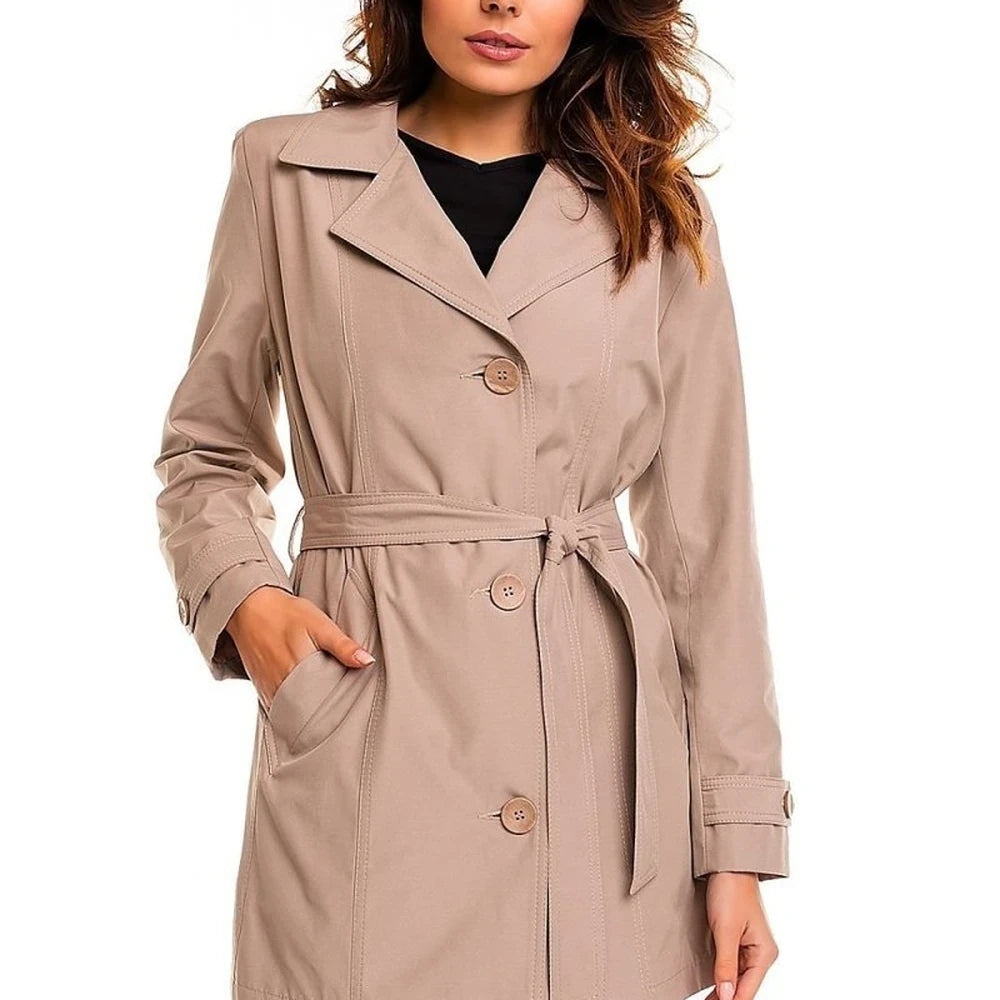 Classic Cotton Trench Coat - Beige