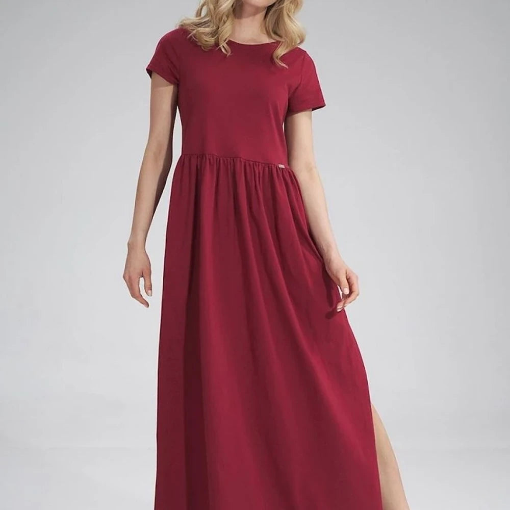 Summer Cotton Maxi Dress with Slit